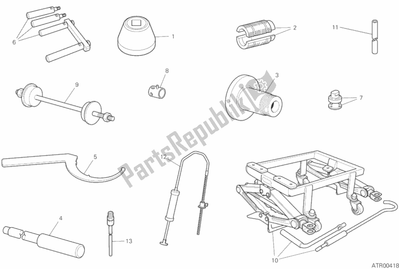 All parts for the Workshop Service Tools (frame) of the Ducati Supersport Thailand 950 2020